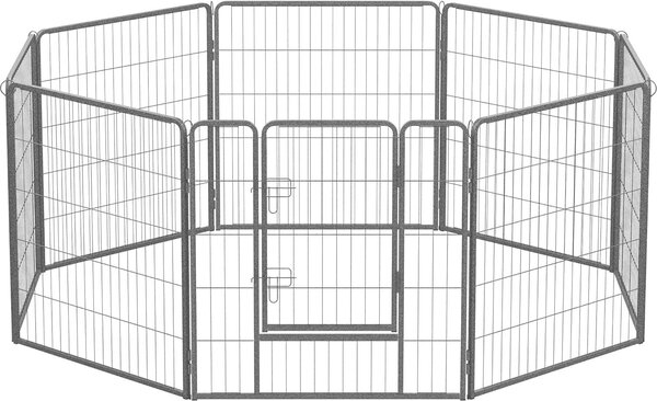FEANDREA, recinto esterno per cani, 8 griglie 77 x 80 cm, grigio