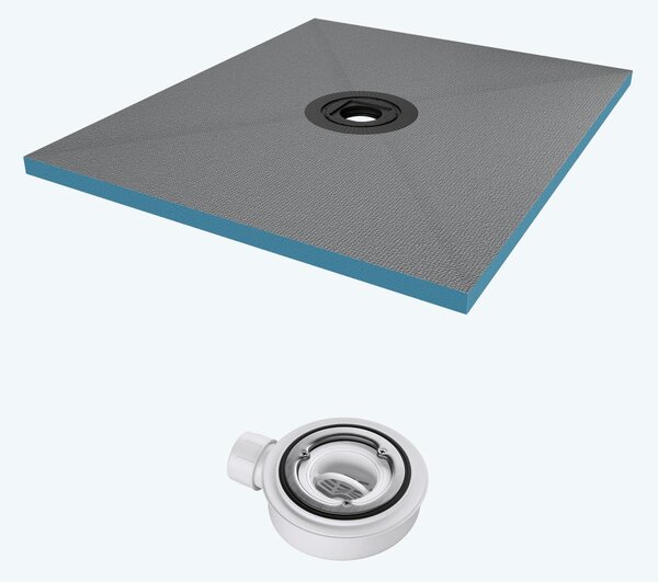 Doporro Piatto Doccia 100x100x4 cm da Piastrellare in Polistirene Rigido XPS Tagliabile, con Piletta di Scarico 35L/min, Pronto per Bagno Moderno