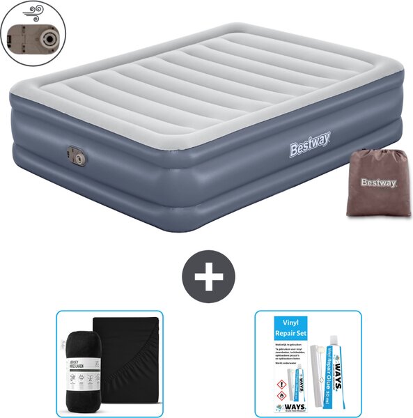 Materasso gonfiabile Bestway - 2 persone - 152 x 203 x 51 cm - Grigio - Accessori inclusi