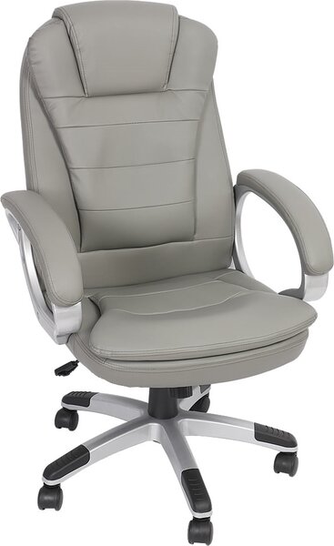 Sedia girevole da ufficio in Pelle finta grigia, ergonomica, regolabile in altezza, fino a 120 kg