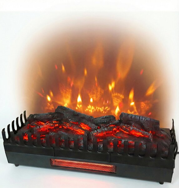 Stufa elettrica a pavimento - 2000 Watt - Fiamme LED - 67x23x24 cm - Colore: nero