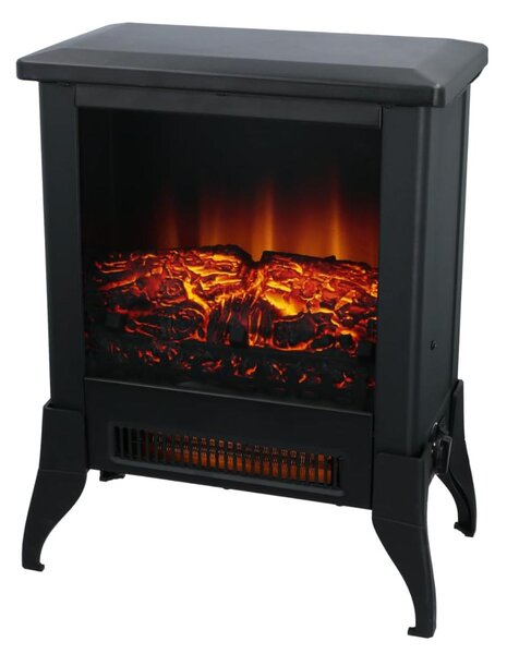 Camino elettrico a colonna - Colore nero, in ghisa - 2000 Watt - Ideale per il soggiorno