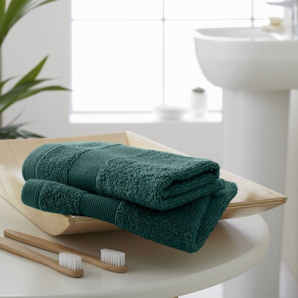 Set di asciugamani tipo terry verde scuro in cotone 2 pz 30x30 cm Anti-Bacterial – Catherine Lansfield
