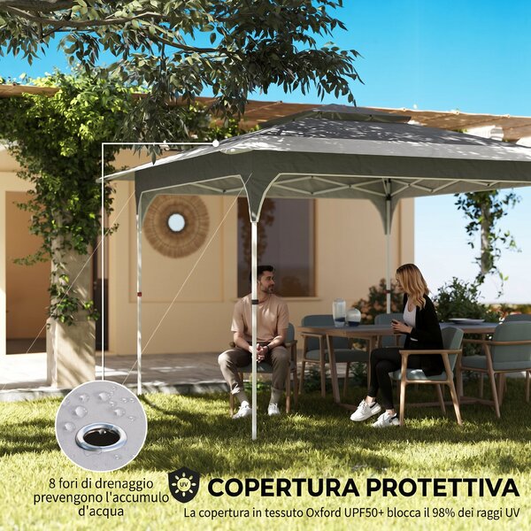 Outsunny Gazebo Pieghevole Gazebo da Giardino Pop Up, 3.5x3.5 m, Grigio Scuro | Aosom Italy