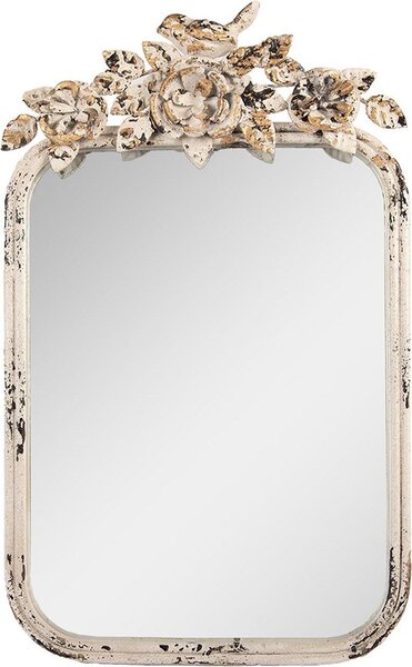 Clayre & Eef 62S332 Specchio da tavolo beige antico 27x5x45 cm Decorazione vintage con rose