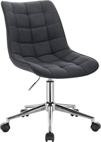 Sedia da ufficio ergonomica in lino - Su rotelle - Sedia da ufficio per adulti - Grigio scuro - Regolabile in altezza