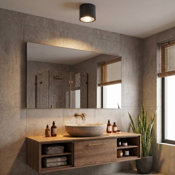 ORION Spot LED da soffitto Sputnik IP65 Ø 14,5 cm nero, Nero, Bagno, Alluminio, Moderno, Plafoniere LED