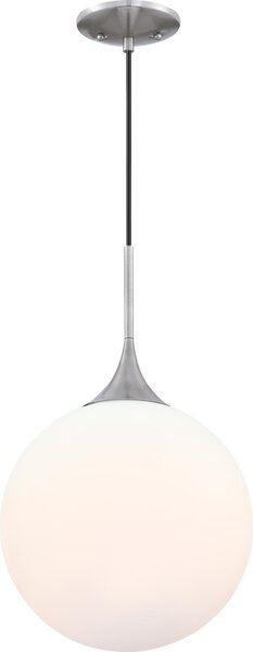 Lampada a sospensione LED dimmerabile Moretti nichel / vetro opale latteo