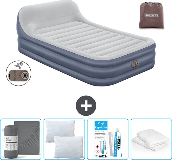 Materasso gonfiabile Bestway - 2 persone - 152 x 226 x 46 cm - Grigio - Accessori inclusi