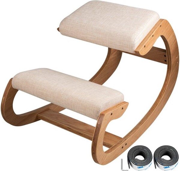 Happyment Sedia ergonomica per inginocchiarsi - Ergochair - Comoda sedia per inginocchiarsi con spesse ginocchiere - Sgabello da lavoro e sedia da ufficio - Marrone chiaro