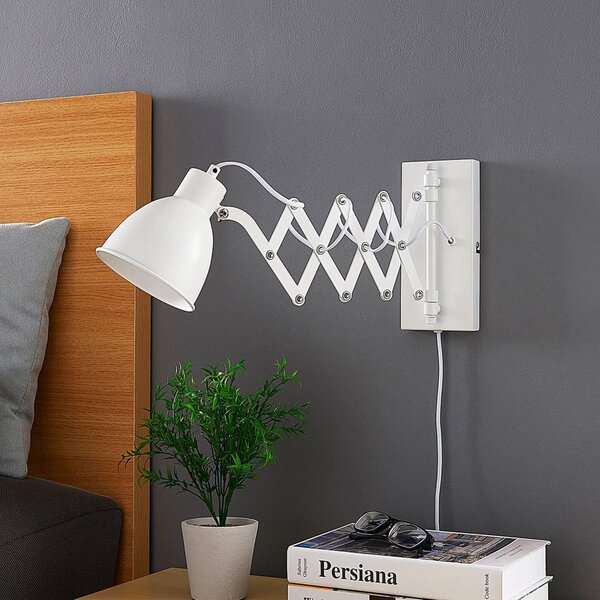 Applique da parete Merle Lindby, Bianco / Opale, Camera da letto, Metallo, Moderno, Applique