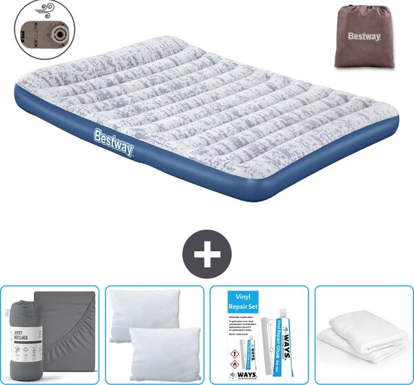 Materasso gonfiabile Bestway - 2 persone - 152 x 203 x 30 cm - Blu - Accessori inclusi