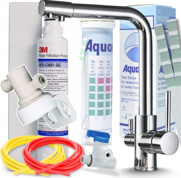 Rubinetto da cucina Ari Venom 1 a 3 vie con collegamento filtro acqua, beccuccio girevole 360 gradi, cartuccia Vetroceramica, cromato