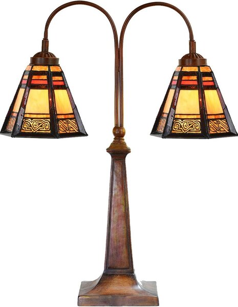 LumiLamp 5LL-6366 Lampada da tavolo Tiffany in vetro marrone 48x19x64 cm E27