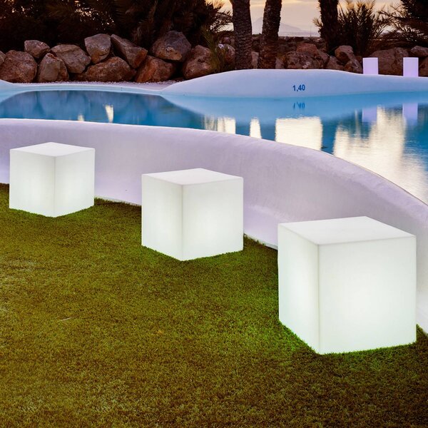 Newgarden Lampada solare Cuby, dimmerabile, Bianco / Opale, Plastica, Moderno, Lampada solare