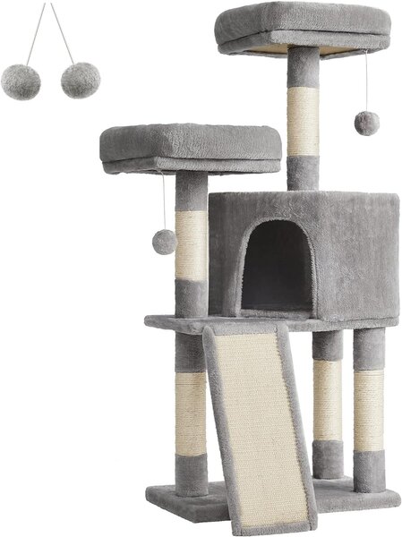 FEANDREA tiragraffi, albero tiragraffi, 115 cm, tiragraffi, grigio chiaro