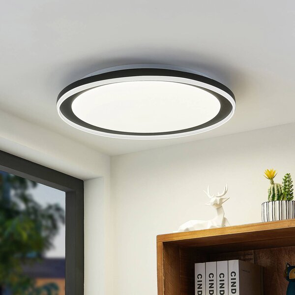 Plafoniera a LED Verdan Lindby, dimmerabile, Nero, Soggiorno / Sala da pranzo, Metallo, Moderno, Plafoniera LED
