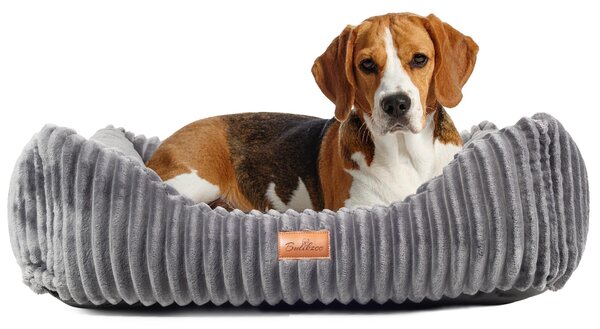 Lettino per cani Boutique ZOO L 103x81 cm | Morbido divano per cani con cuscino | Lavabile e antiscivolo | Look grigio scamosciato