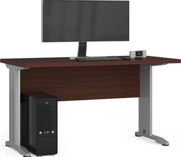 Scrivania BM-135 wenge di alta qualità e funzionalità con piano laminato da 32 mm e gambe in metallo eleganti
