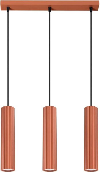 Lampada a sospensione KARBON 3L rosso ocra 3xGU10 10W alluminio 98x6.5x45cm Sollux Lighting