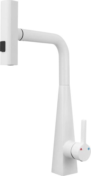 Rubinetto da cucina - Miscelatore estraibile - Acciaio inox 304 - Bocca girevole - Cartuccia Vetroceramica - Attacco G3/8 - Montaggio su lavello - Bianco
