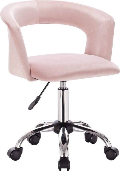Sedia da ufficio Deluxe con rotelle - Velluto - Sedia da ufficio ergonomica per adulti - Regolabile in altezza - Rosa