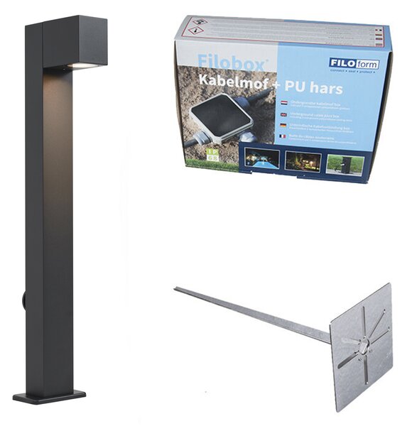 Lampada da esterno nera con picchetto e pressacavo 65cm presa inclusa IP44 - Baleno