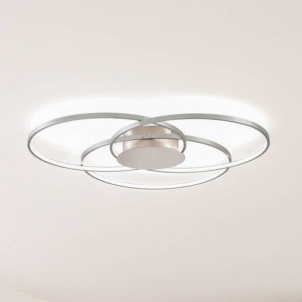 Lindby Plafoniera LED Riley, color alluminio, metallo, dimmerabile