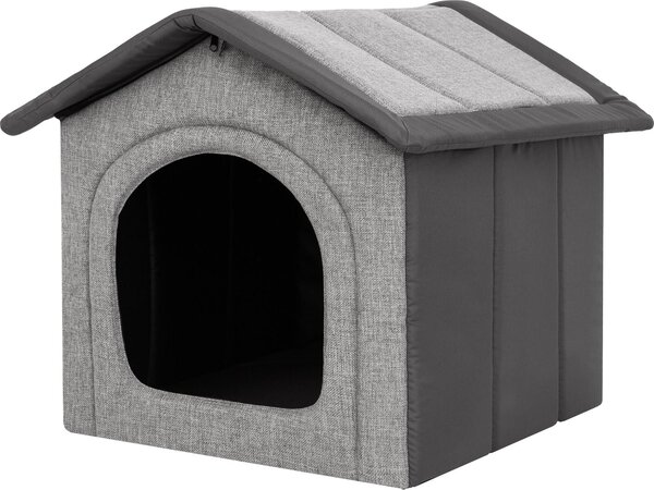 Casetta pieghevole per cani da interno ed esterno lavabile, leggera, 70x60 cm grigio chiaro con grafite