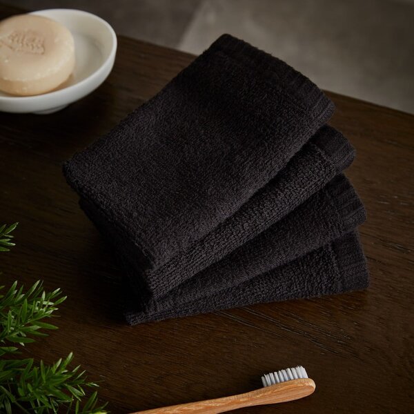 Set di asciugamani con asciugatura rapida e tipo terry neri in cotone 4 pz 30x30 cm Quick Dry – Catherine Lansfield
