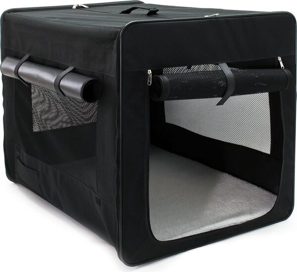 Wiltec box pieghevole per cani, gatti XXL (106x71x81cm), robusto, leggero, sicuro, box per cani con cuscino rimovibile, nero