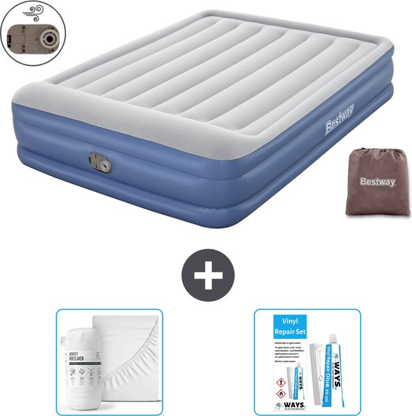 Materasso gonfiabile Bestway - 2 persone - 152 x 203 x 46 cm - Grigio/Blu - Accessori inclusi