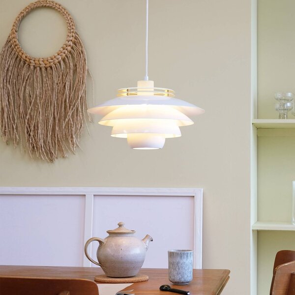 Dyberg Larsen Lampada a sospensione Ejka, dimmerabile, Bianco / Opale, Soggiorno / Sala da pranzo, Metallo, Design, Lampada a sospensione