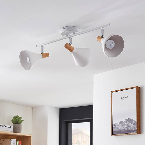 Plafoniera Lindby Arina, 53 cm, bianca, a 3 luci, E14 Arina Lindby, dimmerabile, Bianco / Opale, Camera da letto, Metallo, Moderno, Faretto
