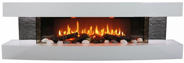 CHEMIN'ARTE - Caminetto elettrico da parete Lounge 3XL 150 cm con effetto fiamme LED, riscaldamento programmabile, telecomando