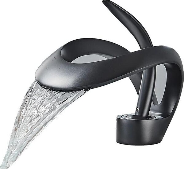 Miscelatore per lavabo, acciaio inossidabile resistente, design monocomando, colore nero