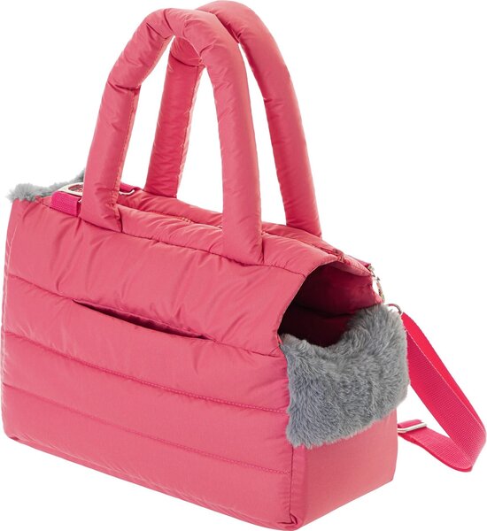 Doggy FLUFFY RIDE Borsa da trasporto Scatola da trasporto per cani Scatola da trasporto per gatti Borsa per cani 40x20x30 cm color lampone