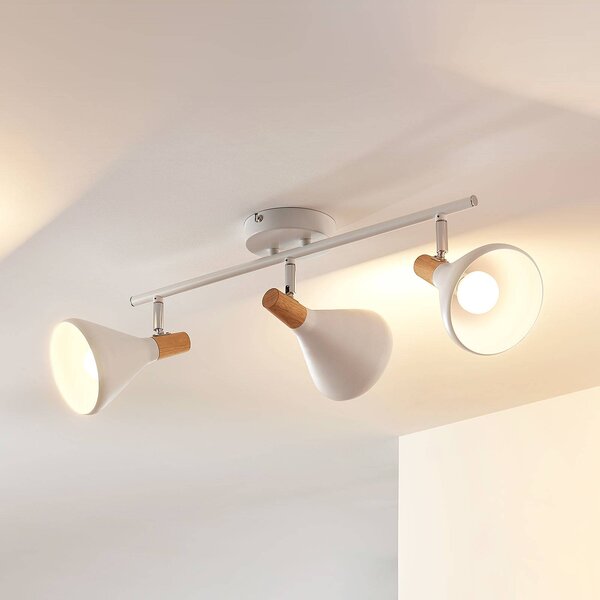 Plafoniera Lindby Arina, 53 cm, bianca, a 3 luci, E14 Arina Lindby, dimmerabile, Bianco / Opale, Camera da letto, Metallo, Moderno, Faretto