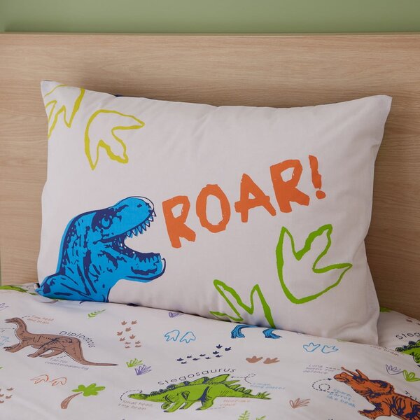 Set copripiumino e federa da bambini blu e beige per letto singolo 135x200 cm Prehistoric Dinosaurs – Catherine Lansfield