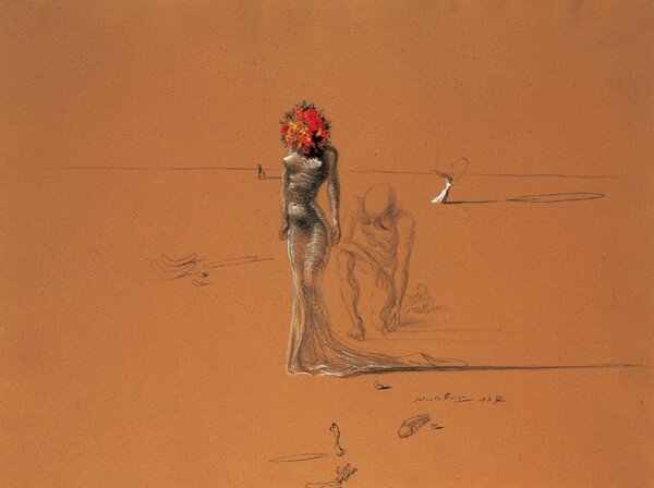 Stampa d'arte Female Figure with Head of Flowers 1937, Salvador Dalí