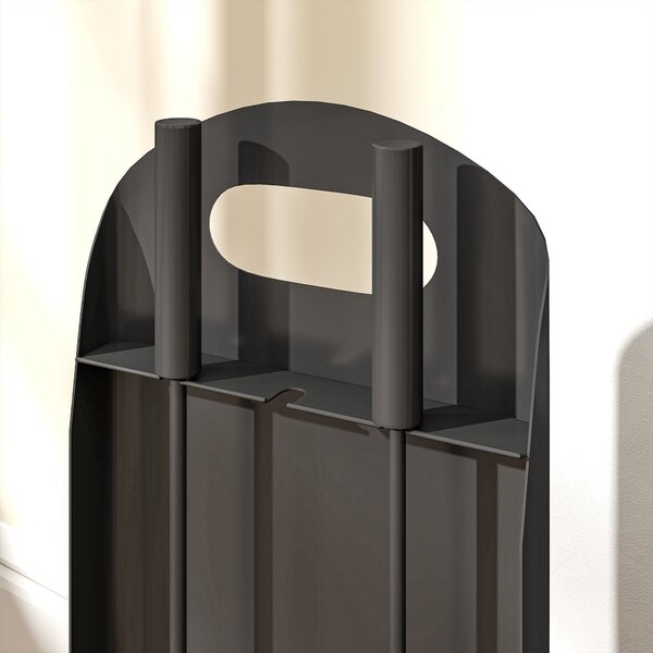 Outsunny Set accessori per camino da 4 pezzi, con scopino, paletta, attizzatoio e supporto, in metallo, Nero | Aosom Italy
