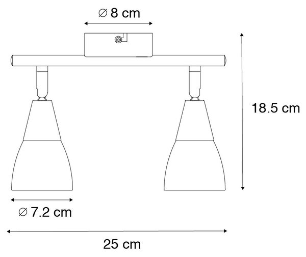 Faretto da soffitto classico oro con vetro satinato 2 luci - Madi