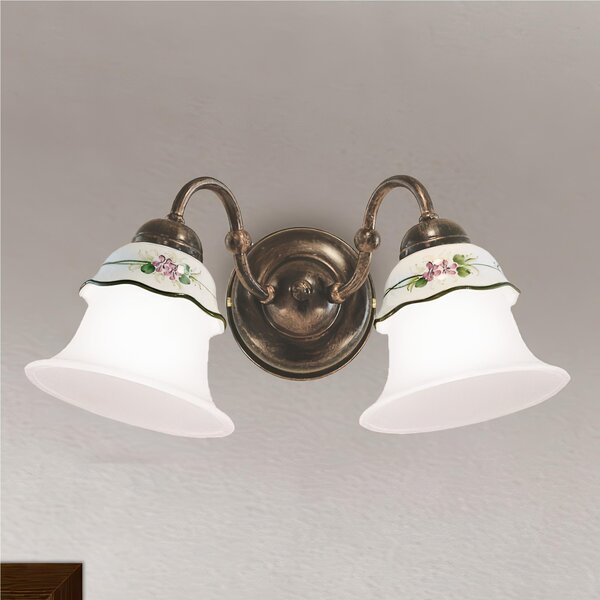 Applique rustica DUE Diffusori in metallo e ceramica decorata a mano FERRARA Dimensioni 35x20x h 18 cm 2 x max 60W E14