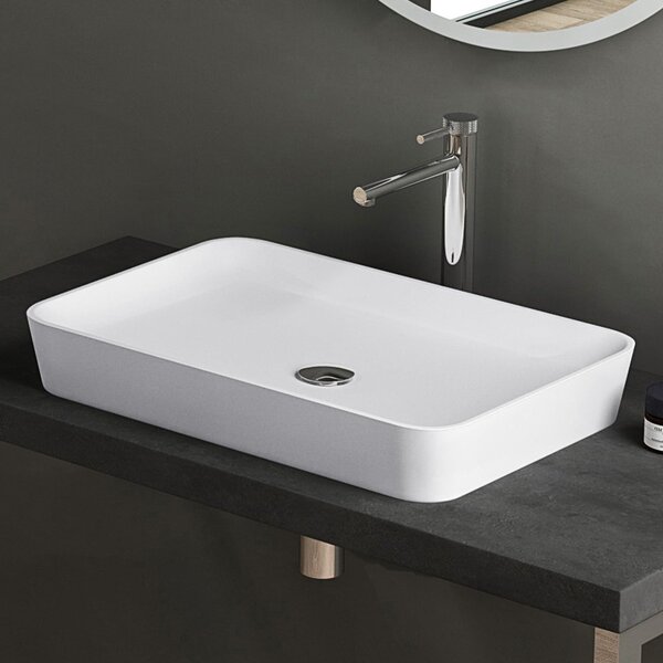 Doporro Lavabo da Appoggio 60x40x9 cm in Solid Surface Bianco Opaco, Lavandino Bagno Design Moderno Colossum815