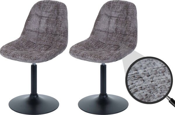 Set di 2 sedie da pranzo HWC-A60, sedia da cucina girevole, acciaio Tessuto / ciniglia tessile (465g/m²) ~ marrone