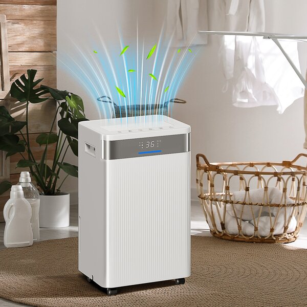 HOMCOM Deumidificatore, Serbatoio da 4,5 Litri, Timer 24 Ore, Display LED, Plastica, Bianco | Aosom Italy