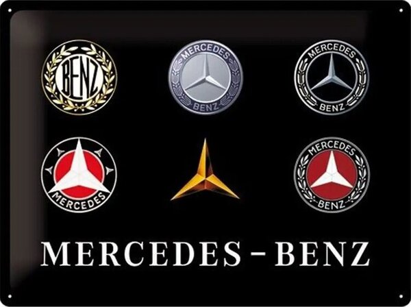 Cartello in metallo Mercedes-Benz Loga, (40 x 30 cm)