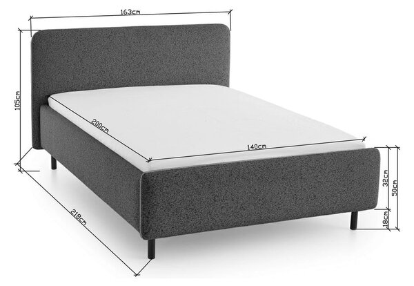 Letto matrimoniale imbottito beige con contenitore con rete inclusa 140x200 cm Primo – Meise Möbel