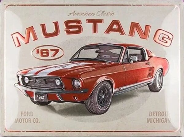 Cartello in metallo Ford Mustang Gt, (40 x 30 cm)