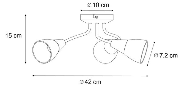 Faretto da soffitto classico oro con vetro satinato rotondo 3 luci - Madi